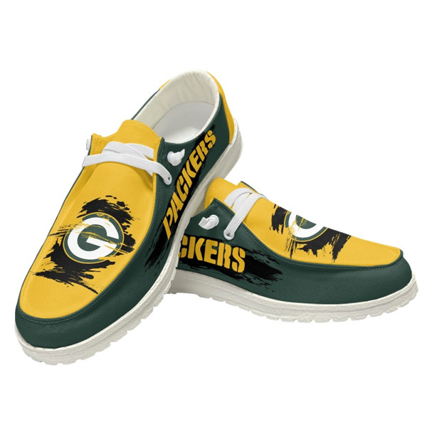 Women's Green Bay Packers Loafers Lace Up Shoes 002 (Pls check description for details)
